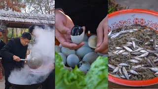 Mini fish and shrimp+devil eggs+squid cubs+the most delicious soup，Four Chinese Cuisine Recipes