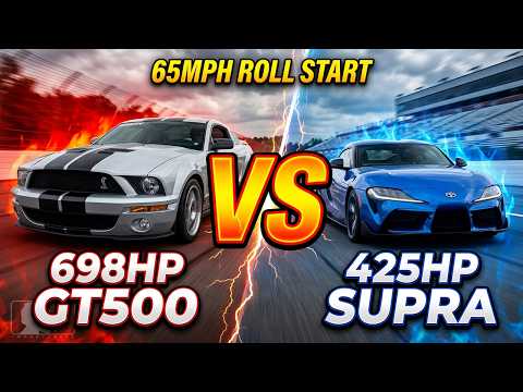 698hp GT500 Mustang vs 425hp Toyota Supra GR Rematch 65mph Roll Start Race Motive @ Pocono Raceway