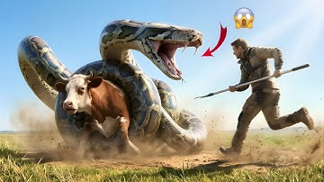 Heldhaftig reddingsteam redt onschuldige koe van een gigantische pythonaanval 😱🐍
