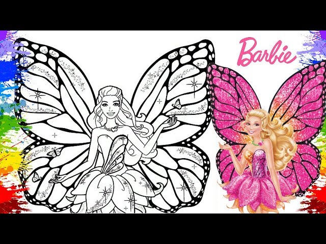 Pintar Desenho da Babie Mariposa Video infantil Brinquedos Barbi Boneca Barbie  Jogos de meninas 