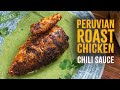 Crispy skin juicy meat peruvianstyle roast chicken with chili sauce