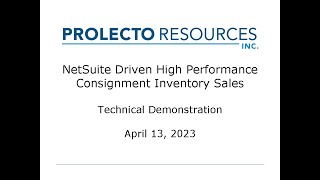 Prolecto: Technical Discussion: NetSuite Consignment Sales Obligations 20230413