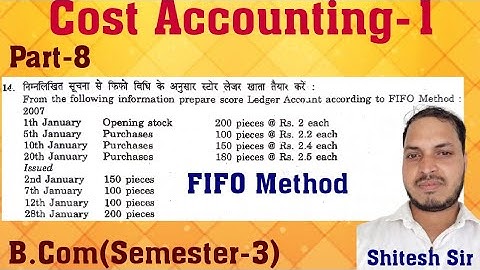 FIFO Method(First in first out) | Material Control| Store Ledger Account | Cost Accounting