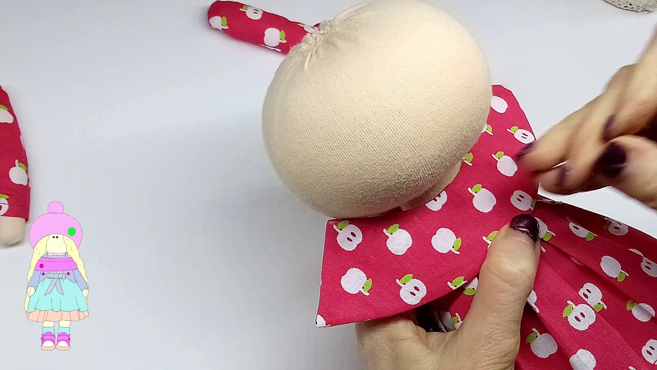 Шьем платье для куклы.Часть 3. Пришиваем лиф платья и ручки с рукавами.