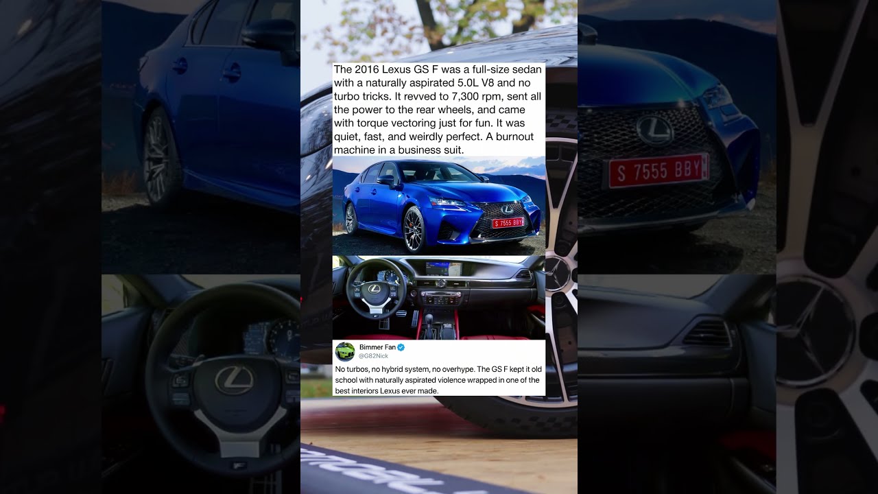 The 2016 Lexus GS F Was A Full Size Sedan With Naturally Aspirated 5 0L V8 And No Turbo Tricks