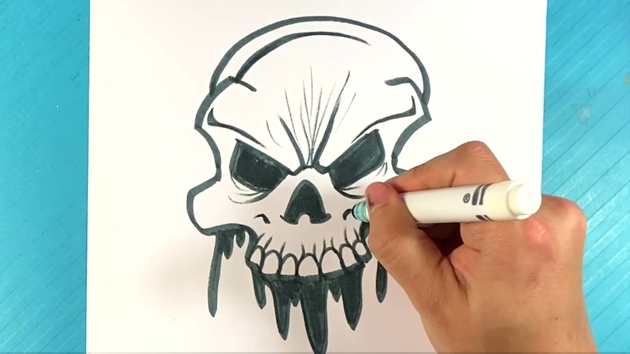 EASY How to Draw SKULL MELTING - YouTube EASY How to Draw SKULL MELTING - YouTube