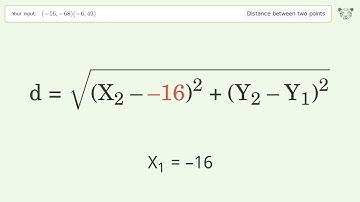 Find the distance between two points p1 (-16,-68) and p2 (-6,49): Step-by-Step Video Solution