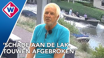Scheurende sloep vastgelegd op film, schade aan boten
