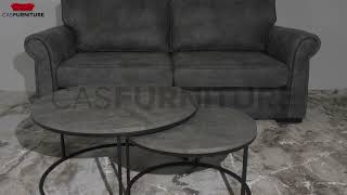 Athens Round Coffee Table Set  Concrete Effect Black