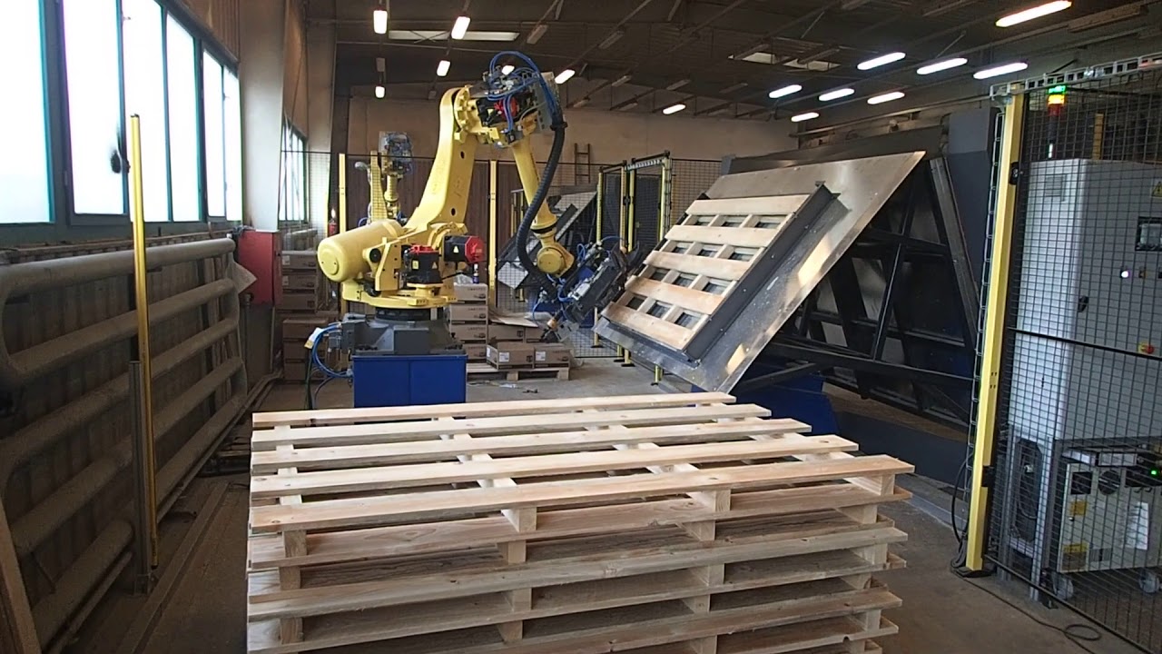 Robotická výroba palet 01