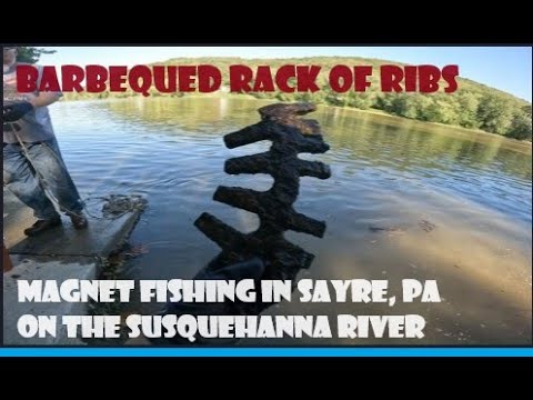 RACKING UP MAGNET FISHING FINDS on the Susquehanna River in Sayre  Pennsylvania. Pruyne Time Magnet.. 