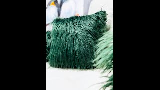 Yeşil Suni Kürk Kare Kırlent Kılıfı 43X43Cm Resimi