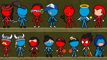Red and Blue Stickman : Animation Parkour All Skins Unlocked  Gameplay @Lucifernani