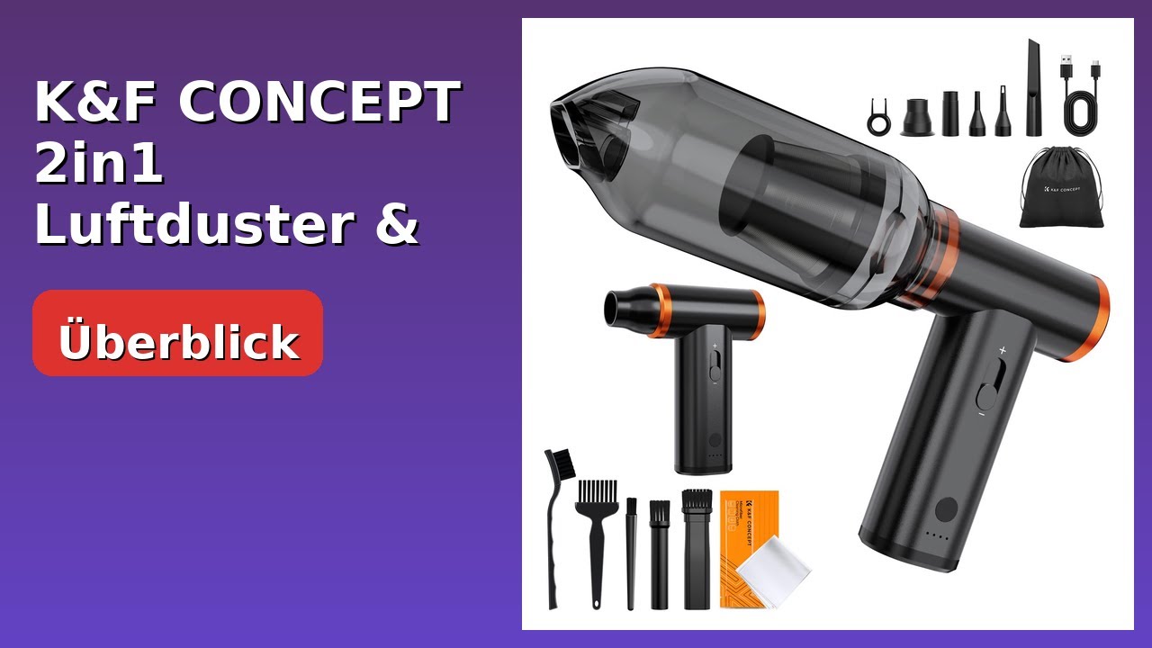 K&F CONCEPT BS200 2 en 1 Soplador y Aspirador - 150000RPM, Soplador de Polvo Eléctrico con Ajuste Infinito Viento | Motor Sin Escobillas | 5000mAh, Air Duster para Cámara, PC, Teclado, Exterior
