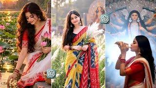 Trending Durga Puja AI Photo Editing 🔥 | Bengali Saree AI Photo Prompt | ChatGPT AI Editing screenshot 3