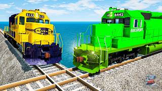 Train vs Train vs Crossing Tracks #1 and Cars vs Steam Train - BeamNG.Drive screenshot 5