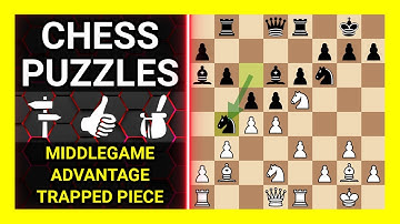 Chess Puzzles to Practice. Themes: Middlegame, Advantage, Trapped piece. Learn Chess