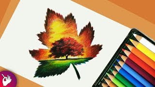 drawing colour nature scenery pencil drawings sketch landscape colorful paintingvalley