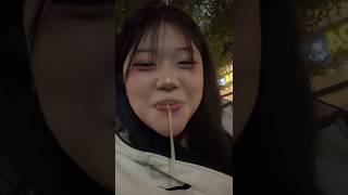 Korean girl smoking spitting yellow loogie 56