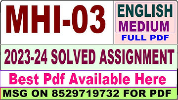 mhi 03 solved assignment 2023-24 || mhi 03 solved assignment 2024 in english || ignou mhi03