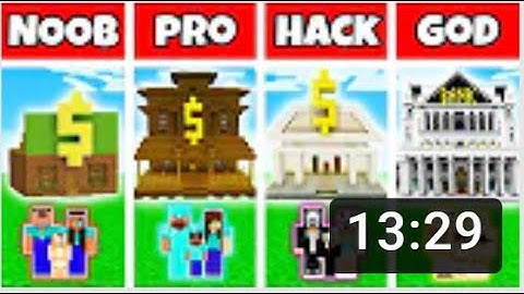MINECRAFT  FAMILY BANK BUILD CHALLENGE( NOOB vs PRO vs HACKER vs GOD)