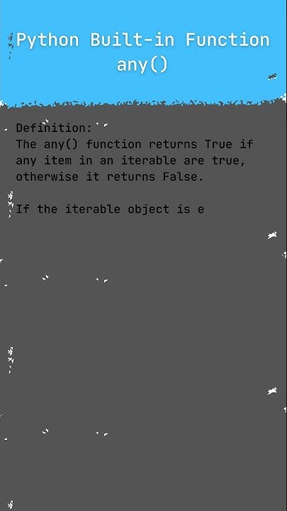 Python Built-in Function any() - YouTube