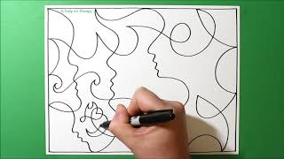 Awesome One Line Drawing / Therapeutic Technique / Abstract Pattern Design #55 / Daily Art Therapy