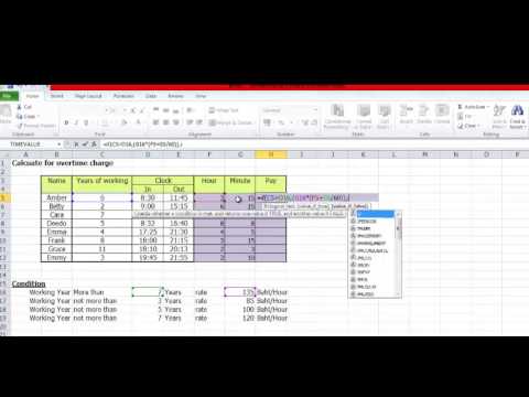 it excel calculate overtime charge youtube