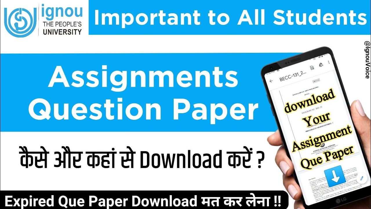 ignou assignment question paper 2021 22 pdf download