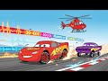 A High-Speed Race Takes to the Sky 🚁⚡ A Wild Track Moment | Cars Toons 2D Animation