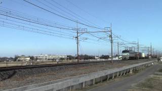 東北本線 3066レ EF66代走 EF66-120+コキ 栗橋-東鷲宮にて