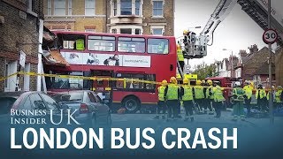 Several people injured after a double-decker bus crashed into a shop in London