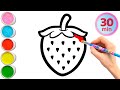 Fraise et 6 autres fruits dessin peinture coloriage pour enfants  apprenezles fruits302