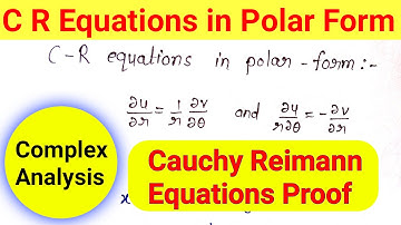 C R equations in polar form || Cauchy Reimann Equations in Polar form