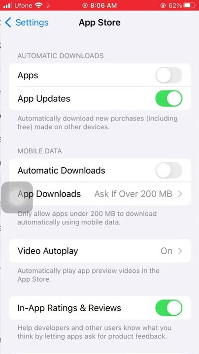 Automatic downloads on iPhone