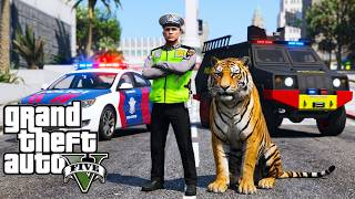 A Traffic Police Patrol Brings a Tiger to Chase a Bulletproof Car || GTA 5 Indonesian Police Mod