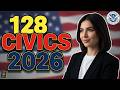 2026 Random 128 Civics Questions/Easy Answers Official US Citizenship Test 2025 Version, Ciudadania
