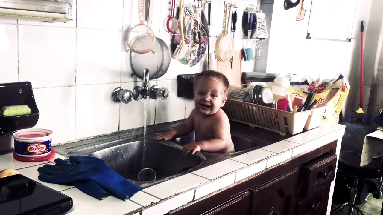 Cute Baby cold water... YouTube