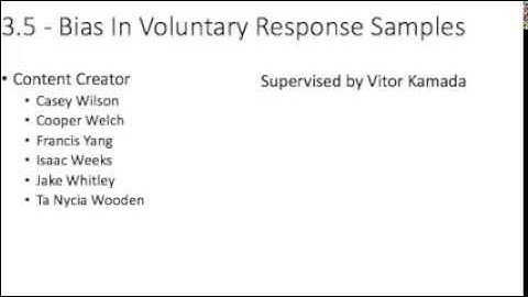 3.5 - Bias in Voluntary Response Samples