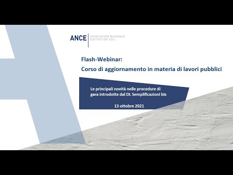 1° flash webinar sulle principali novità in materia di lavori pubblici