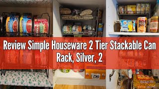 Review Simple Houseware 2 Tier Stackable Can Rack, Silver, 2 Pack