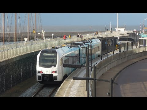 Arriva Stadler WINK 602 komt aan op station Harlingen Haven