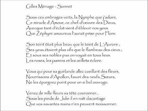 Ménage (Gilles) : SONNET - Sous ces ombrages verts, la Nymphe que j’adore,  @PoemeMinute