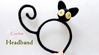 crochet Black cat headband