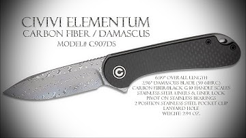 Civivi Elementum - Carbon Fiber/Damascus (Model# C907DS)