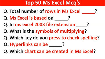 Top 50 Ms Excel MCQ