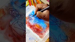 Easy Watercolour Painting Ideas | Durga Drawing in Pan ? art artist shorts ?