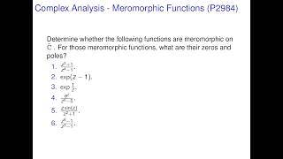 Complex Analysis - Meromorphic Function on C^*; Zeros and Poles