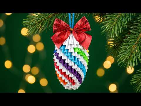 How to Make a 3D Origami Fir Cone | Paper Christmas Bauble DIY