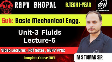 Lec-6 II Unit-3 II FluidsII  Basic Mech. Engg. II BME II RGPV II Gateway Classes